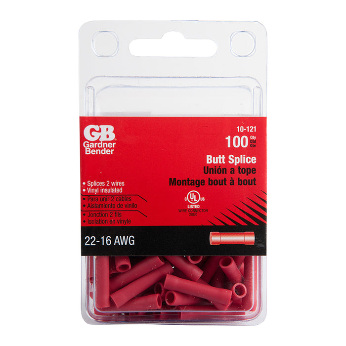 Gardner Bender 10-121 Splice Butt 22-16 AWG Red (100/Package)