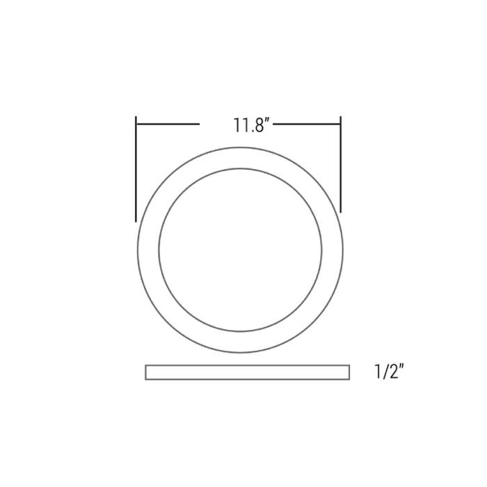 Elite RL1192 11" Round LED Slim Surface & Wall Mount Dimmable Fixture, 2000 Lumens, 120V