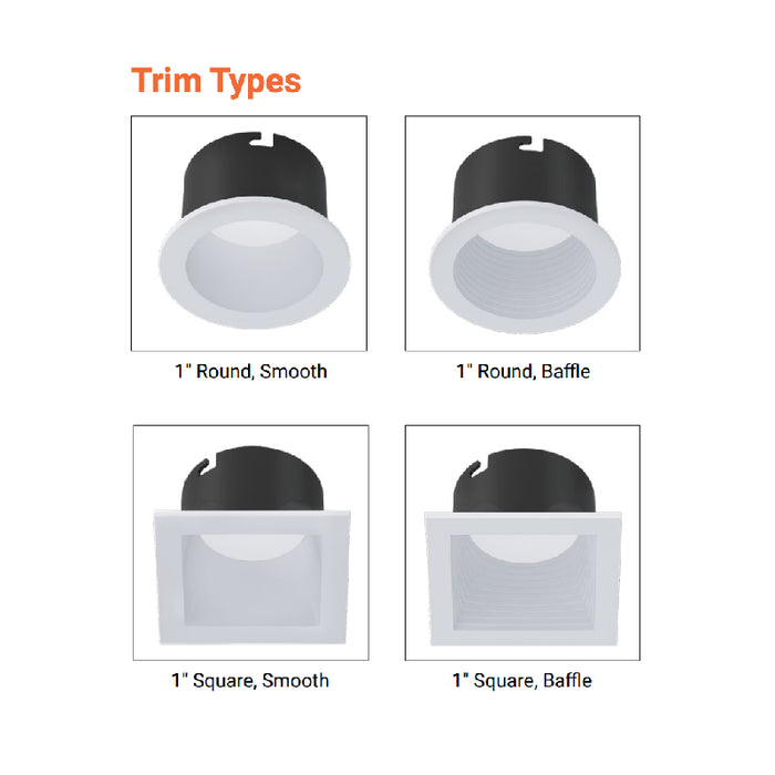 Halo ML1 1" Round Canless LED Downlight, 5CCT Selectable