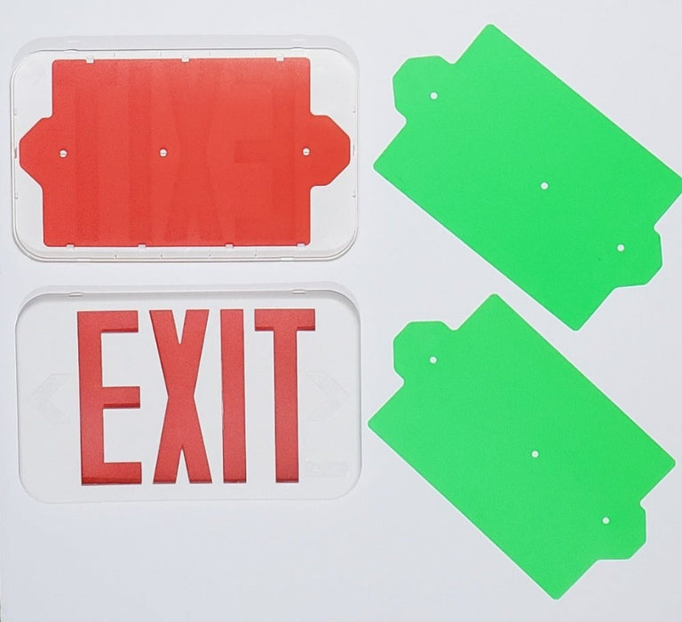 Lithonia Contractor Select ECRG LED Emergency Light/Exit Combo, Red/Green Selectable, Round Lamp Heads