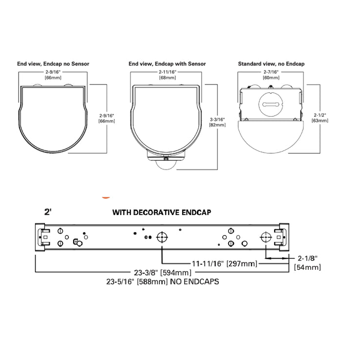 Metalux SLSTP  2-ft LED Strip Light, 3CCT & Lumen Selectable, Up to 2585 Lumens, 0-10 Dim, 120-277V