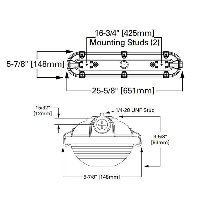 Metalux 2VT3 2-ft 32W LED Industrial Vaportite, 4000lm, 120-277V