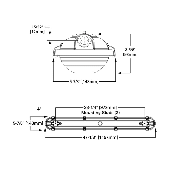 Fail-Safe 4VRVT3 4-ft LED Vandal Resistant Vaportite, 4000lm