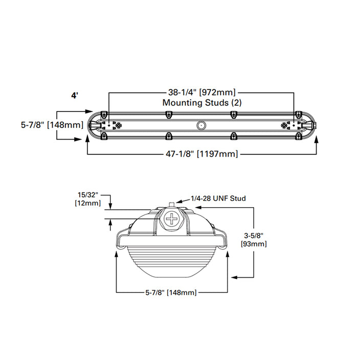 Metalux 4VT3 4-ft 67W LED Industrial Vaportite, 8000lm, 120-277V