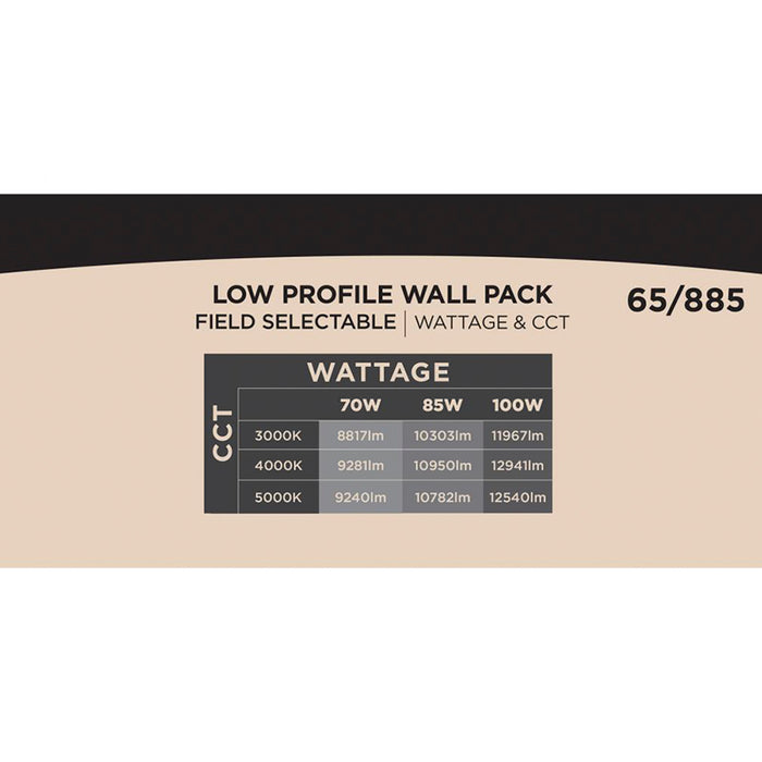 Nuvo 65-885 70W/85W/100W LED Low Profile Wall Pack with Integrated Bypassable Photocell, CCT Selectable