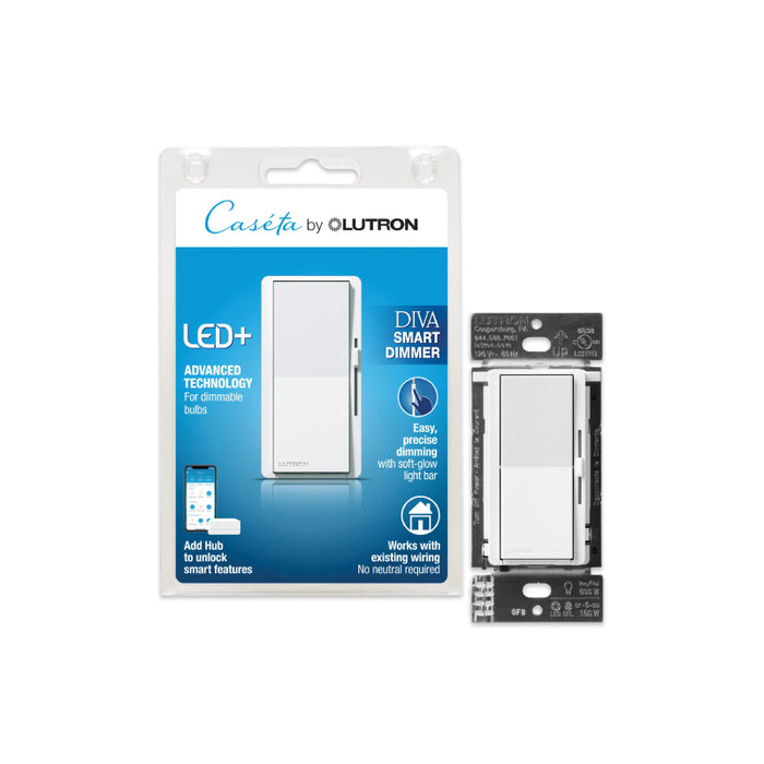 Lutron DVRF-6L Caseta Diva Smart Dimmer, 150W LED , White