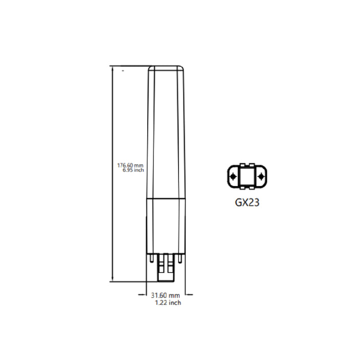 Westgate 8W LED Type A + B PL Lamp, 4000K, 800 Lumens, GX23 Base, Non-Dimmable