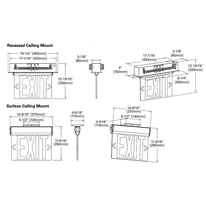 AtLite ACX Series NYC Compliant Edge-Lit LED Exit Sign, Self-Powered
