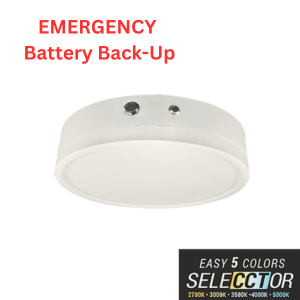 Elite RL790-CCT 7" Round LED Slim Surface Mount with Emergency Battery Back-up, CCT Selectable, 900 Lumens, 120V