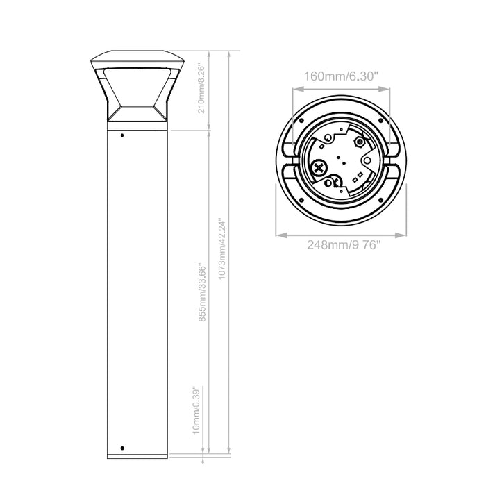 Lumark AP BOLY42-25S 15W/20W/25W LED Y-Shaped Bollard, 3CCT Selectable, Up to 3377 Lumens, 120-277V