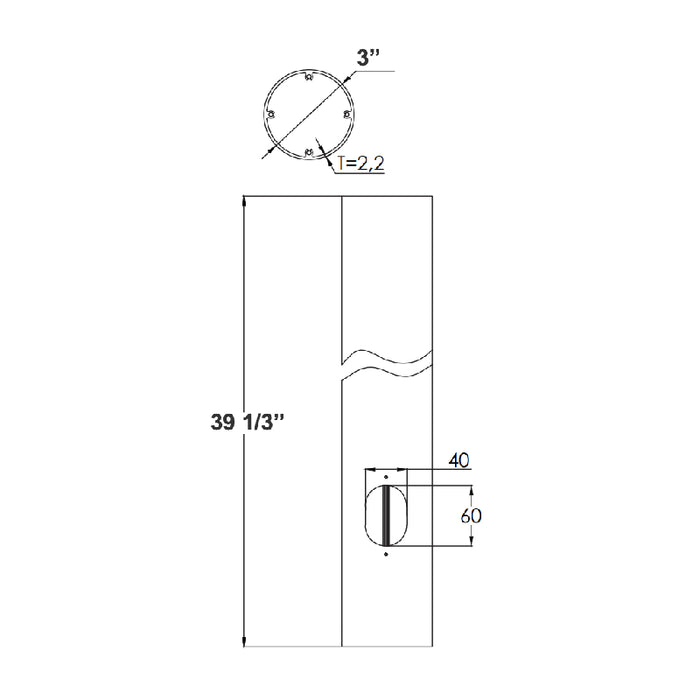 Westgate BPS-BASE-3FT 3-ft Bollard Pole System Base