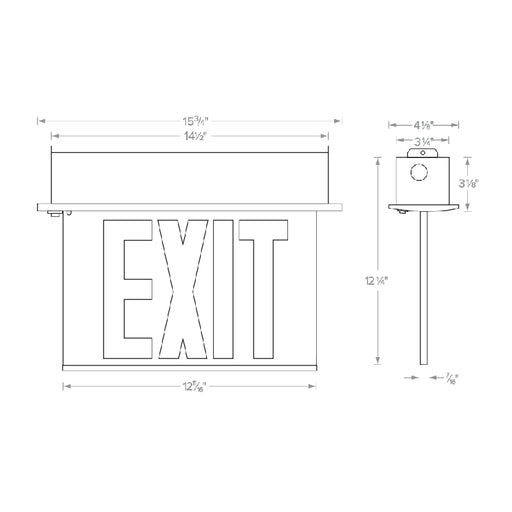 Dual-Lite CCEL Series Edge-Lit LED Exit Sign Housing, No Panel, Recessed Ceiling Mount