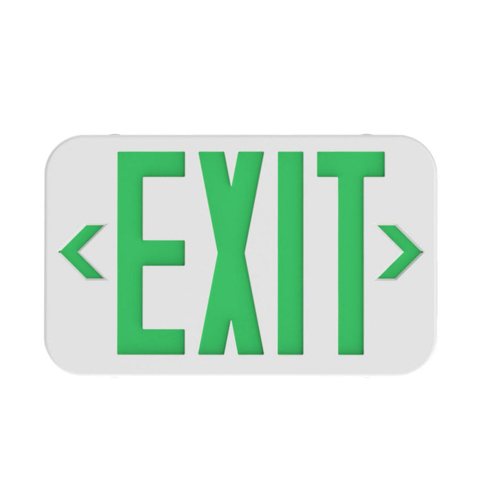 Compass CEGRC White Thermoplastic LED Emergency Exit Sign with Remote Capacity, NiMh Battery - Universal Face, Green Letters