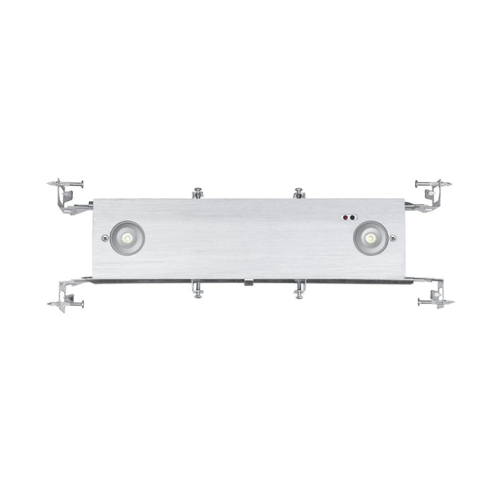 Compass CELEM LED Recessed Emergency Light, with Adjustable Lamp Heads and brushed aluminum ﬁnish.