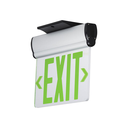 Compass CELS2GN Edge-Lit LED Exit Sign, Surface Mount, Double Face, Green Letters, Brushed Aluminum, AC Only