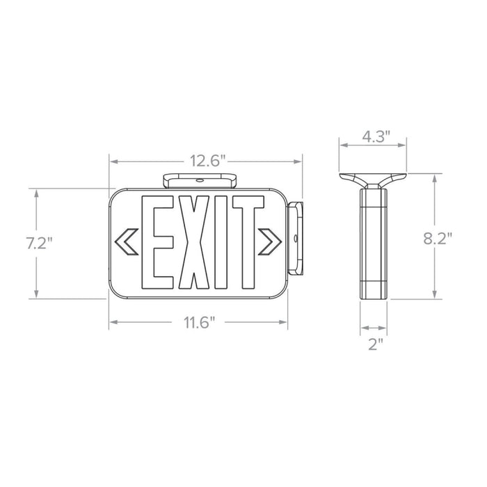 Compass CERRC White Thermoplastic LED Emergency Exit Sign with Remote Capacity, NiMh Battery - Universal Face, Red Letters