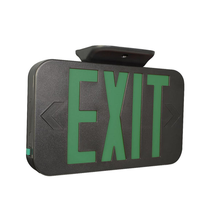 Compass CEGB Black Thermoplastic LED Emergency Exit Sign, NiCad Battery - Universal Face, Green Letters - No Price