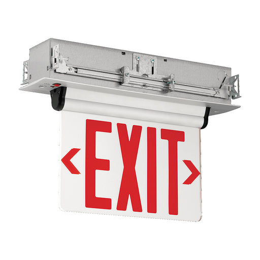 Compass CELR1RN Edge-Lit LED Exit Sign, Recessed Mount, Single Face, Red Letters, Brushed Aluminum, AC only