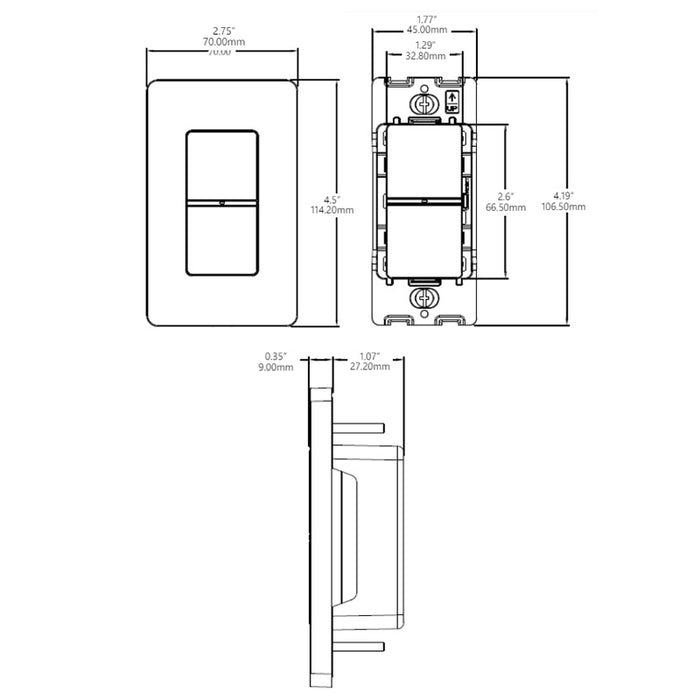 NX Lighting Controls NXC-WWD2-2IW Wireless Wall Dimmer, In-Wall Mount