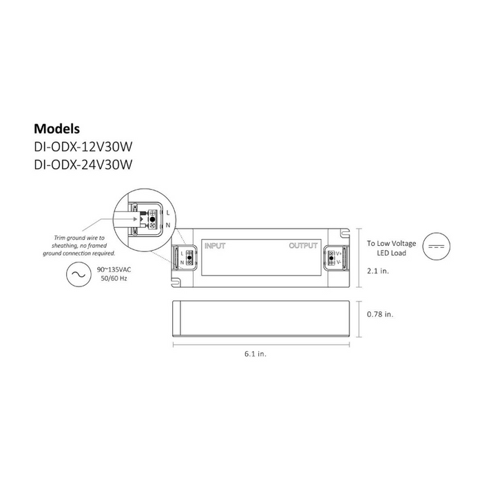 Diode LED OMNIDRIVE X 12V 30W Electronic Dimmable Driver with Junction Box