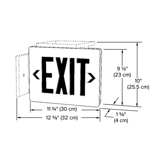 Dual-Lite SESRBN Die Cast LED Exit Sign, Universal Mount, Single Face, Red Letters, Black Finish with Brushed Face, AC Only