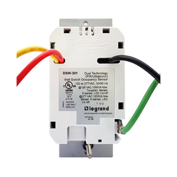 Wattstopper DSW-301 Dual Technology Wall Switch Occupancy Sensor, 347V