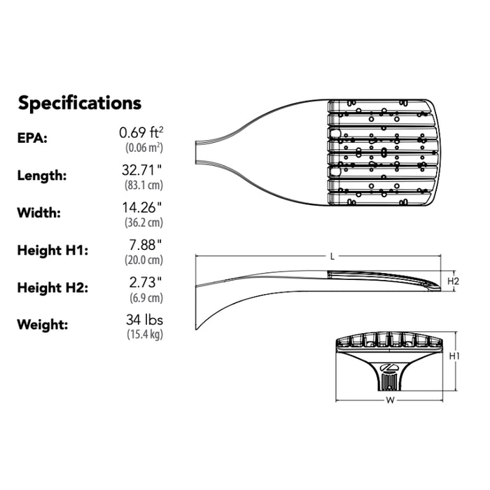 Lithonia Design Select DSX1 LED P4 D-Series 125W LED Area Luminaire, 4000K, Type IV, Square Pole