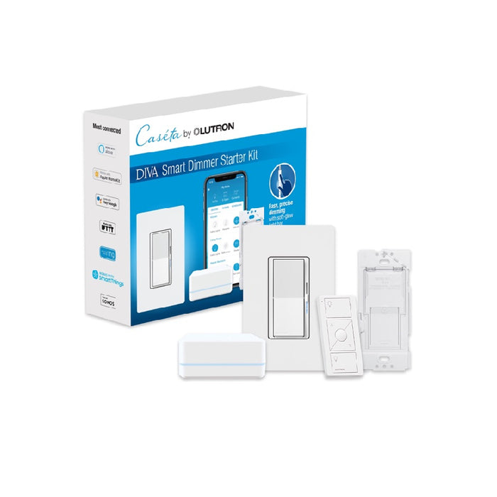 Lutron DVRF-BDG-1D Caséta Diva Smart Dimmer Starter Kit with Smart Hub