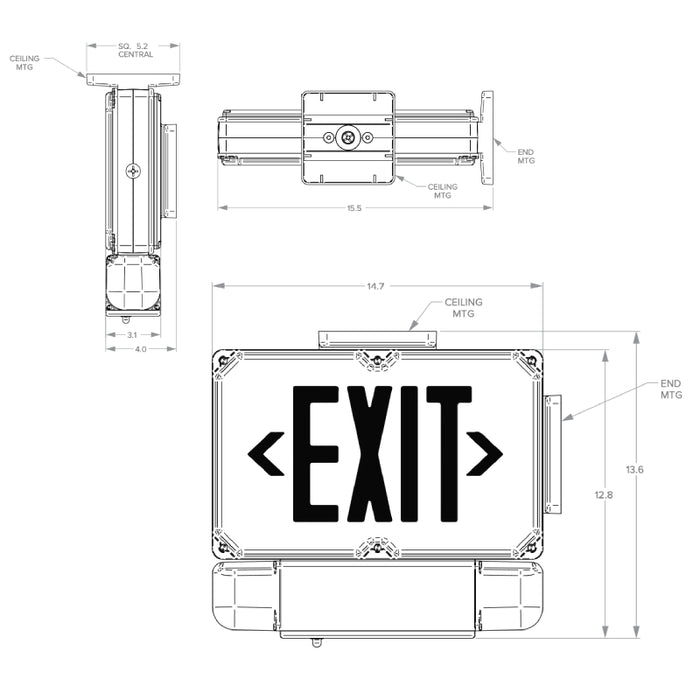 Dual-Lite DYNC Series NEMA 4X Combination LED Emergency Light/Exit Sign, Double Faces, 6W Capacity