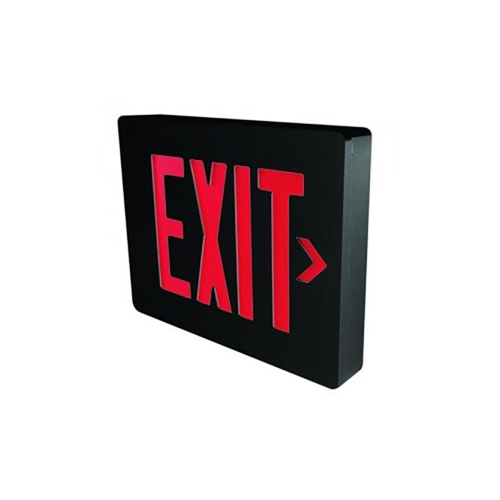 Dual-Lite SE Series Die Cast LED Exit Sign, Universal Mount, Single Face, Red Letters, Emergencey Operation - Black with Brushed Face