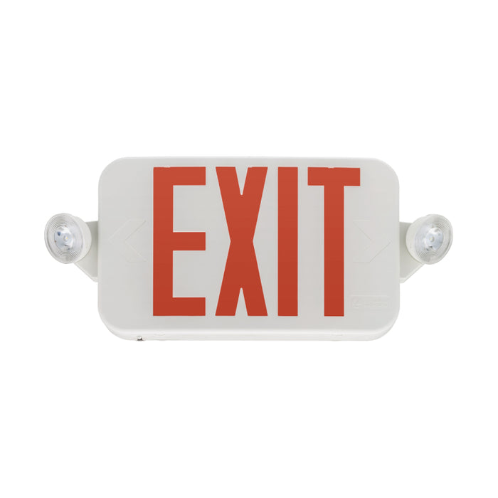 Lithonia Contractor Select ECRG LED Emergency Light/Exit Combo, Red/Green Selectable, Round Lamp Heads - White