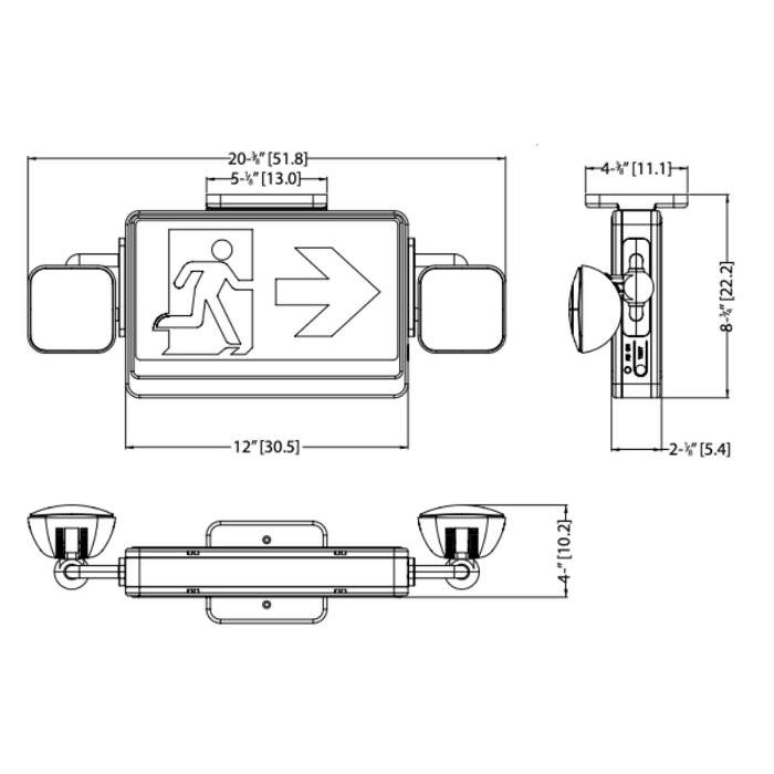 Lithonia ECRM LED Running Man Emergency Light/Exit Combo, High-output NiCad Battery