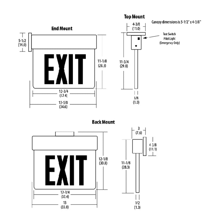Lithonia EDG LED Edge-Lit Exits with Battery Backup, Double Face