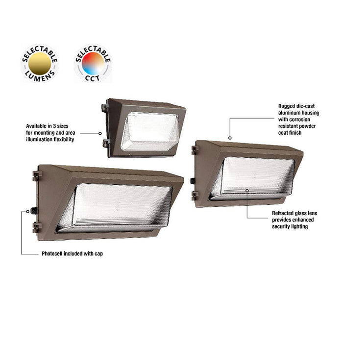 Evolve EWP1120WLSCS 80W/90W/100W/110W/120W LED Wall Pack, 3000K/4000K/5000K Selectable, up to 17000 Lumens, 120-347V