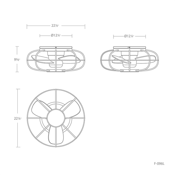WAC F-096L Aella 22" Flush Mount Ceiling Fan with LED Light Kit