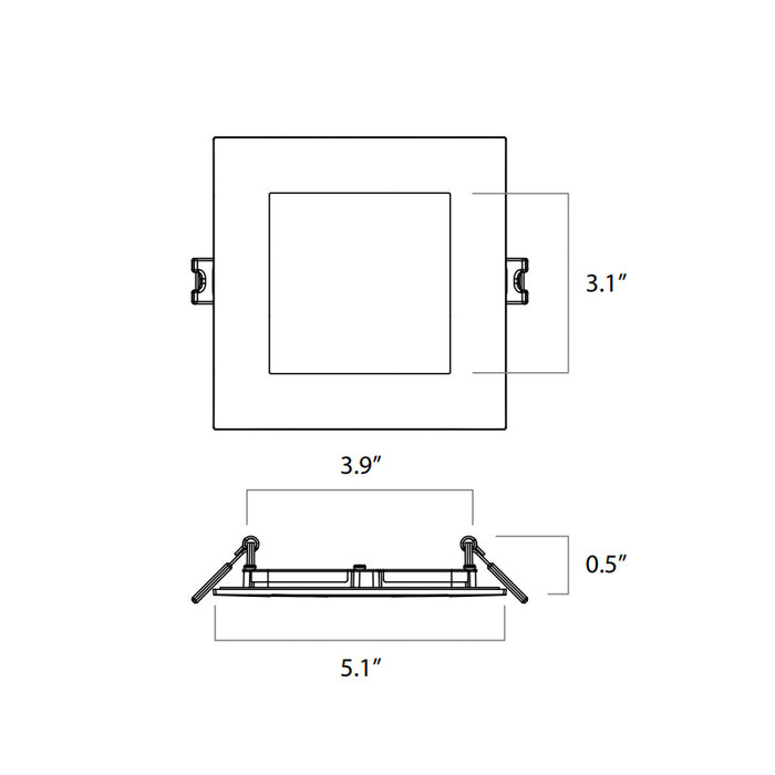 Lightolier FD4SSLMZ10SCTUW 4" LED Square Flat Downlight, Lumen & CCT Selectable