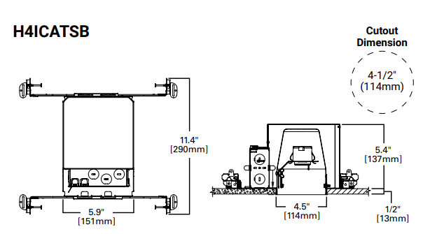 Halo H4ICATSB 4" IC AIR-TITE New Construction Housing with Adjustable Socket Bracket