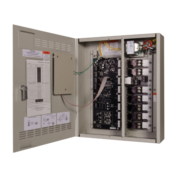 NX Lighting Controls Panel CX082S083LM 8 Relay 120/277V Input, with 8-30A/1P Latching Relays NEMA 1 Surface Enclosure Master