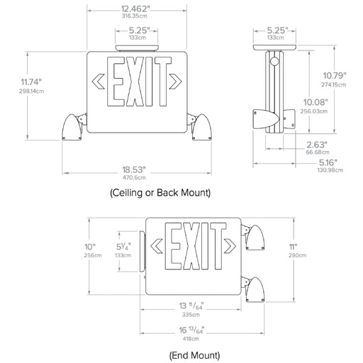 Dual-Lite EVCHLU High Lumen LED Combination Exit/Emergency Light, Universal Face, No Lamp-Heads