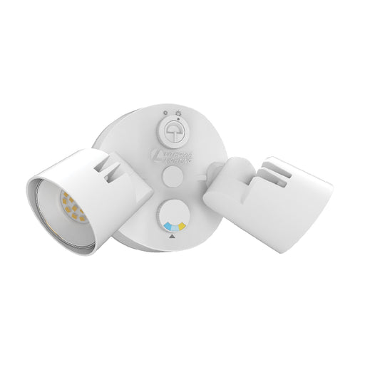Lithonia Contractor Select HGX-ALO 15W/25W 2-Head HomeGuard LED Security Floodlight, Dusk-to-Dawn, 3CCT Selectable - White