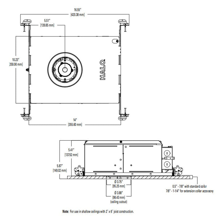 Halo HL36A 3" 20W LED Round Shallow New Construction Housing