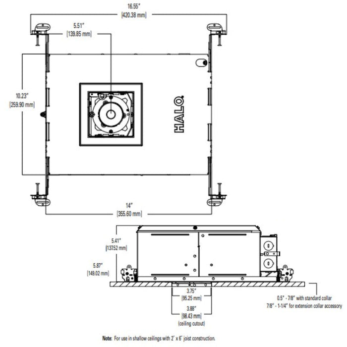 Halo HL36SA 3" 20W LED Square Shallow New Construction Housing