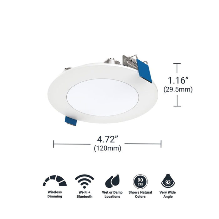 Halo HLB4069WZ 4" Smart Wi-Fi Slim Canless RGBW LED Downlight Connected by WiZ Pro