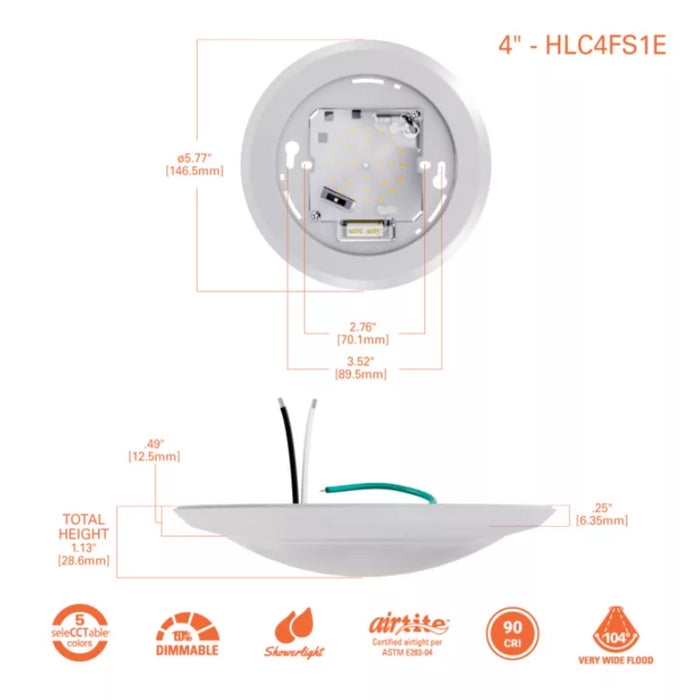Halo HLC 4" Tapered Surface Mount LED Disk Lights, 5CCT Selectable, 120V, 24-Pack