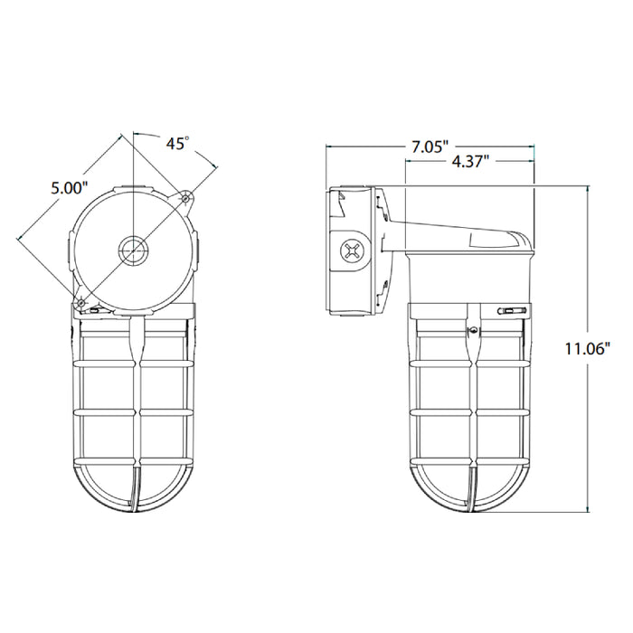 EXO VWGL-2 20W LED Vaportites, Wall Mount