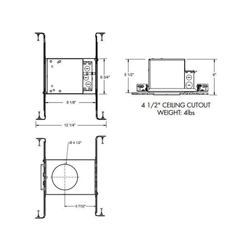 Juno IC1LEDFW 07LM FireWall 4" LED Fire-Rated Integrated New Construction Housing, Universal Driver 120-277V, 0-10V, 10% Dim