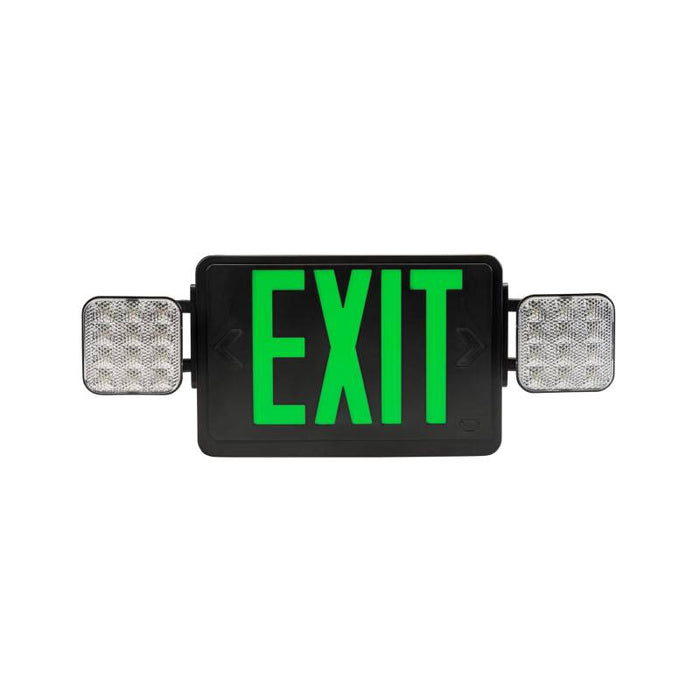Keystone KT-EC-TP1-SD-RC LED Exit Combo with Battery Backup, Single or Double Face, Surface Mount, Remote Capable - Black Housing