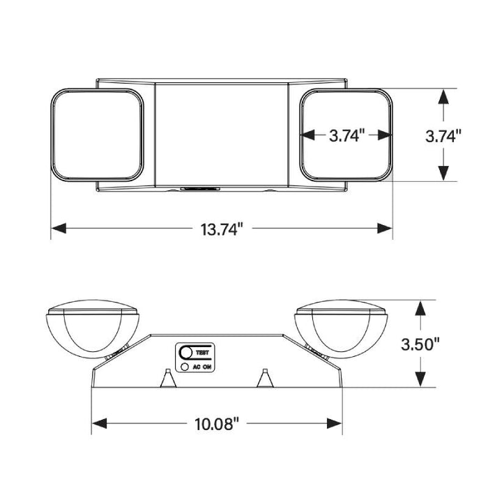 Keystone KT-EM-TP1-SU-RC Dual Head LED Emergency Light with Battery Backup, Surface Mount, Remote Capable, 120-277V