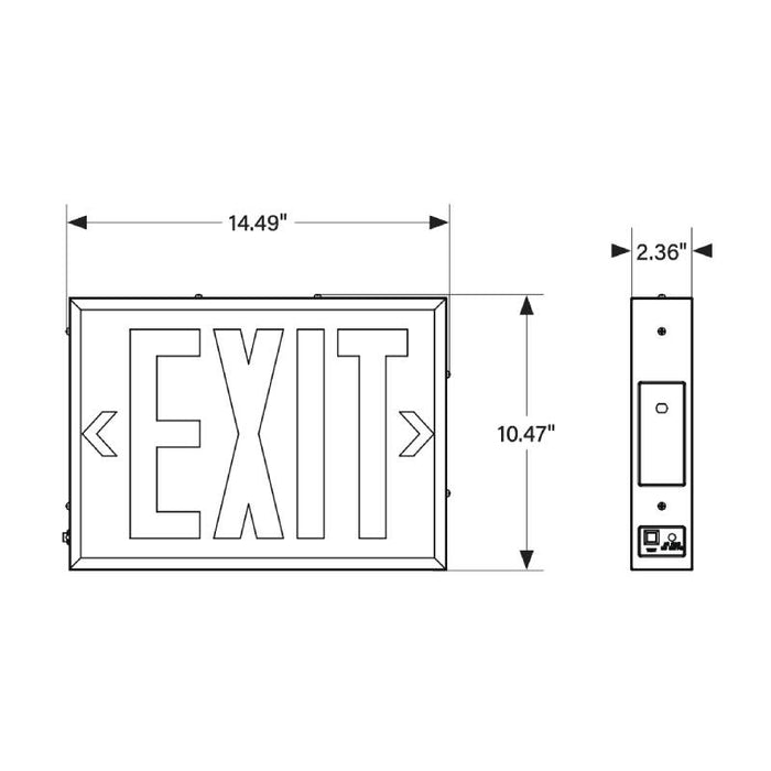 Keystone KT-EX-STNY1-WH3RL-SU LED Exit Sign with Emergency Battery Backup, Single or Double Face, Surface Mount, NYC Compliant