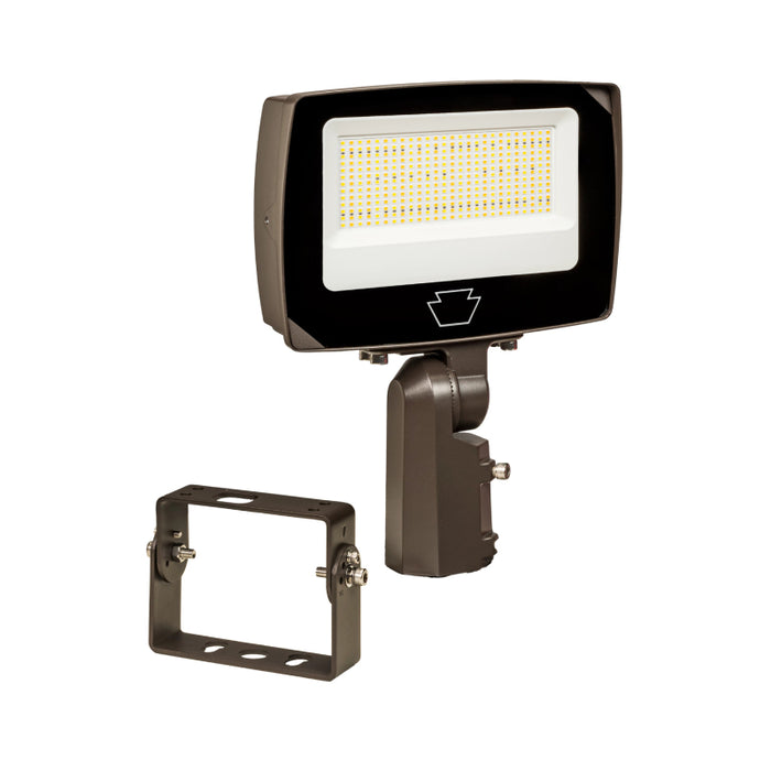 Keystone KT-FLED100PS-R4A 80W/90W/100W LED Flood Light, 3CCT Selectable, Up to 15000 Lumens, Slipfitter & trunnion mounts, 120-277V, Bronze
